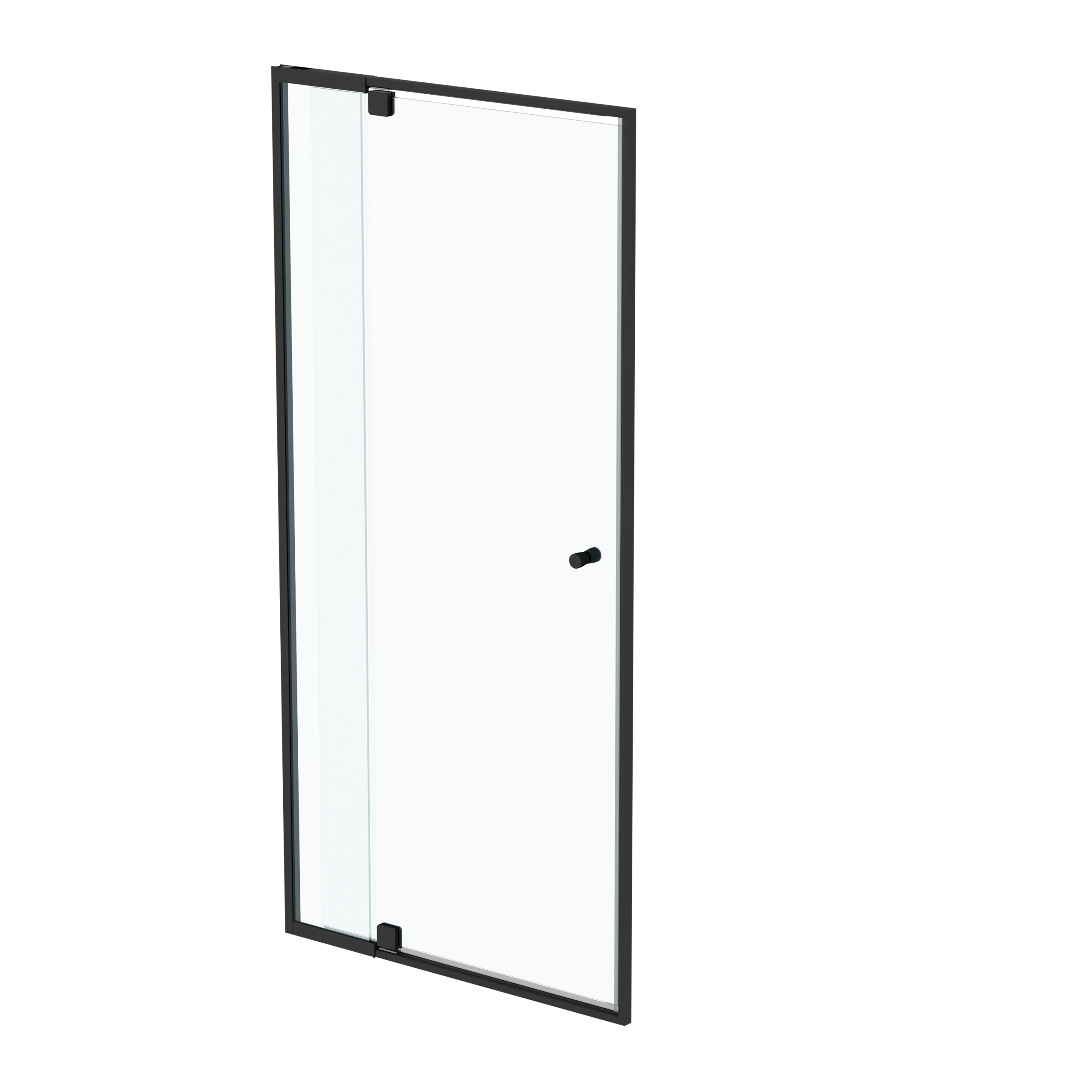 Trilogy Series Adjustable - 1950mm H x 900mm W - INLINE PIVOT DOOR W/Fixed Panel Complete Flat Pack MATT BLACK